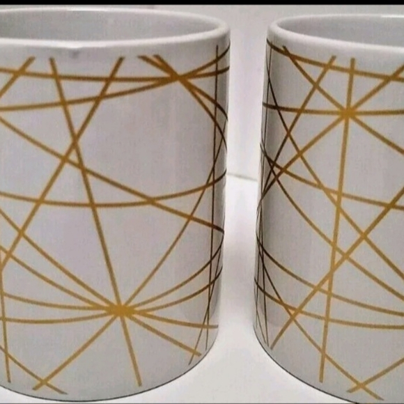 Design Studio Set of 2 White & Gold Geometric Design 8 Oz Mugs by MSRF Co - Picture 2 of 6